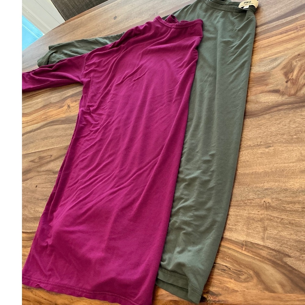 Piko 1988 Women Bamboo Spandex Long Sleeve Oversized Top Bundle Olive Magenta S - Picture 8 of 8